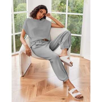 Ekouaer Women's 2 Piece Lounge Set Cozy Stylish Fit