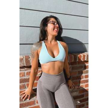 Aoxjox Workout Seamless Leggings for Women Smile Contour High Waisted Gym Yoga Pants Tights 26” (S...