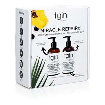 tgin Miracle RepaiRx Strengthening Shampoo and Conditioner Duo for Curly, Coily and Wavy Hair, with ...