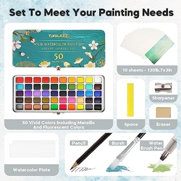 TAVOLOZZA Watercolor Paint Set with 50 Colors in Gift Box