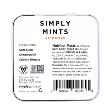 Simply Mints Cinnamon Breath Mints in Pack of Six