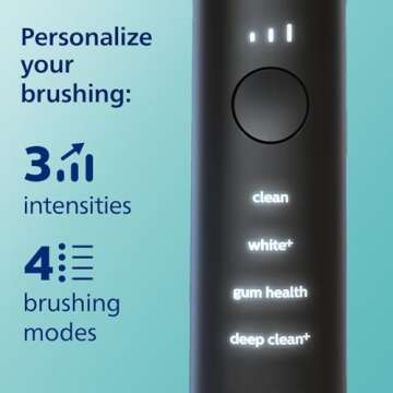 Philips Sonicare DiamondClean Smart 9300 Electric Toothbrush, Sonic Toothbrush with App, Pressure Sensor, Brush Head Detection, 4 Brushing Modes and 3 Intensity Levels, Black, Model HX9903/15