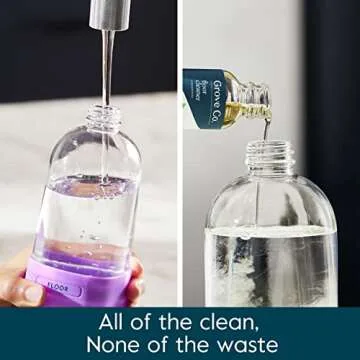 Grove Co. Floor Cleaner Refill Concentrate (2 x 1 Oz) + 1 x Durable Glass Spray Bottle (16 Oz) Plant-Based Cleaning Supplies Bundle, No Plastic Waste, 100% Natural Lavender & Thyme Scent