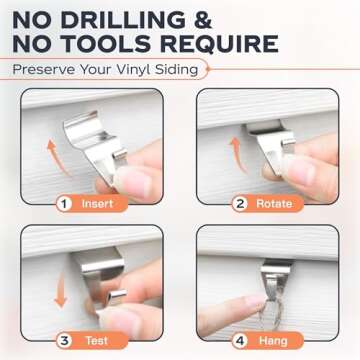 Cozcty Vinyl Siding Hooks, (8 Pack) No Drilling Siding Clips for Hanging Outdoor Decorations and String Lights, Reusable Heavy-Duty Wreath Hangers for Hanging Front Porch Patio Decor