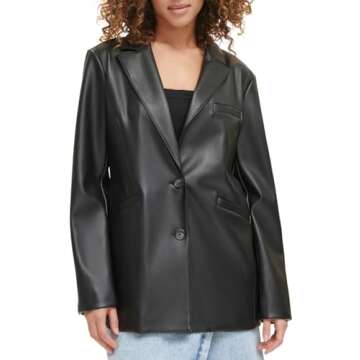 Levi's Women's Faux Leather Single Breasted Blazer - Effortlessly Stylish