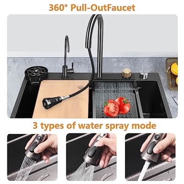 ARTLINE Black Stainless Steel Kitchen Sink with Faucet