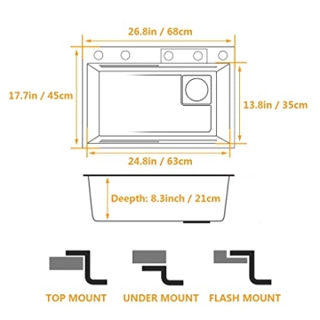 ARTLINE Black Stainless Steel Kitchen Sink with Faucet