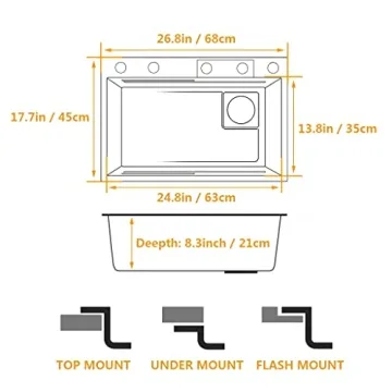 ARTLINE Black Stainless Steel Kitchen Sink with Faucet