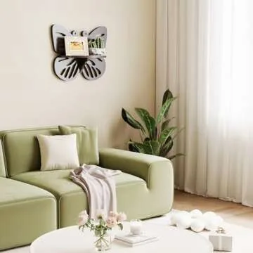 Butterfly Shaped Nursery Wall Deor Floating Shelf, Small Decorative Shelf Wall Mounted, Cute Wall Display Rack for Kid’s Room, Hanging Wall Shelf for Toys, Plants and Decorations Storage,Walnut Color