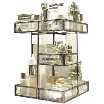 Elegant 360 Degree Rotation Makeup Organizer  – Gorgeous Glass Beauty Display