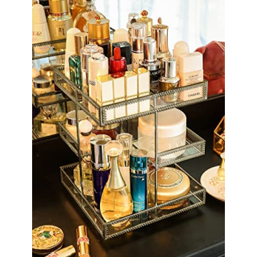 Elegant 360 Degree Makeup Organizer for Effortless Beauty Storage