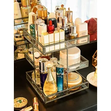 Elegant 360 Degree Makeup Organizer for Effortless Beauty Storage