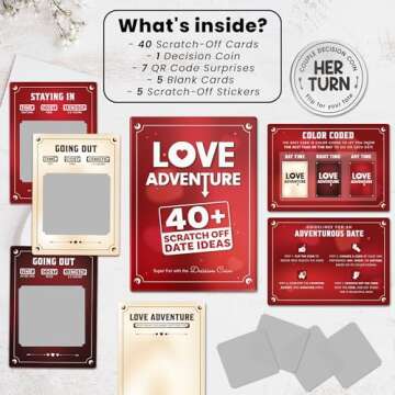 Valentines Day Gifts for Him Her - 40 Fun and Romantic Scratch Off Date Adventure Ideas for Her, Him, Girlfriend, Boyfriend, Wife, or Husband - Couples Gifts for Anniversary, Date Night, Birthday,..