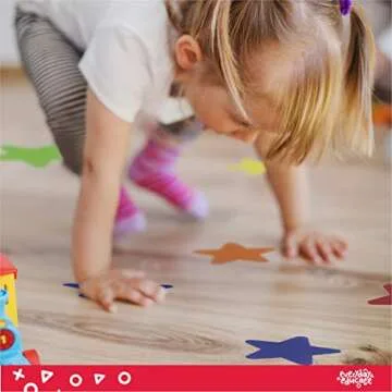 Neat Seat Spots | Spots for Classroom, Exercise, Parties, Games, or 30 Pack Carpet Markers, Hook and Loop Spots to Keep Kids Class Organize, for Learning & Fun Activities Spot Markers (Star)