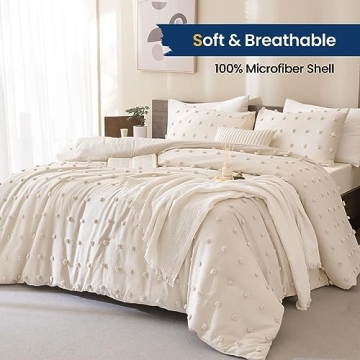 Paxrac Beige Comforter Set King Size Soft Lightweight Microfiber