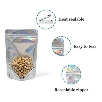 BAT Pack Resealable Stand Up Zipper Lock Bags Heat Seal Pouches Gusset Bottom Clear Foil Food Storag...