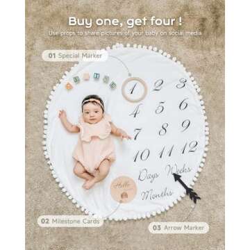 Baby Milestone Blanket with Cards & Circle Ring