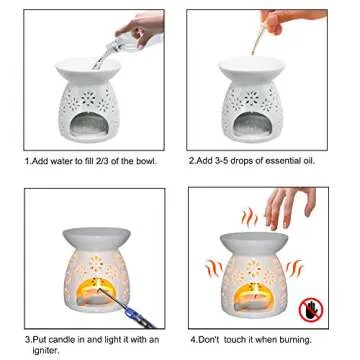 Ceramic Wax Melt Burner with Flower Pattern for Aromatherapy