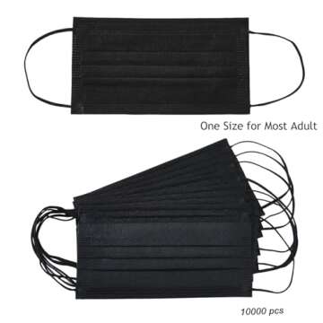 Zoushen Face Mask 100PCS Adult Black Disposable Masks 3-Layer Filter Protection Breathable Dust Mask...