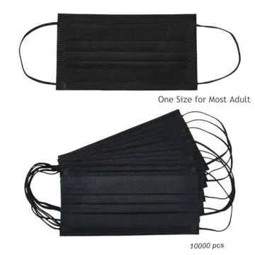 Zoushen Face Mask 100PCS Adult Black Disposable Masks 3-Layer Filter Protection Breathable Dust Mask...