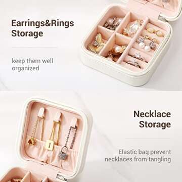 CASEGRACE Travel Jewelry Case, Small Jewelry Box Portable Jewelry Travel Organizer Display Storage C...