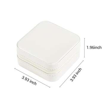 CASEGRACE Travel Jewelry Case, Small Jewelry Box Portable Jewelry Travel Organizer Display Storage Case for Rings Earring Necklace Bracelet, Gift for Women Girls, White