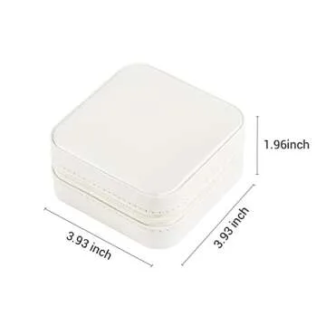 CASEGRACE Travel Jewelry Case, Small Jewelry Box Portable Jewelry Travel Organizer Display Storage Case for Rings Earring Necklace Bracelet, Gift for Women Girls, White