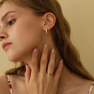 Luxury 18K Gold Plated Baguette CZ Hoop Earrings