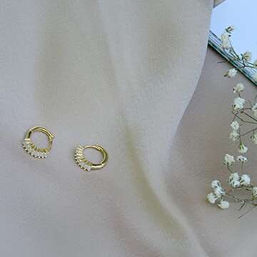 Luxury 18K Gold Plated Baguette CZ Hoop Earrings