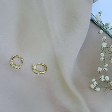 Luxury 18K Gold Plated Baguette CZ Hoop Earrings