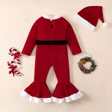 METYOUEZE Toddler Girls Christmas Jumpsuit Set Red