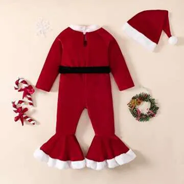METYOUEZE Toddler Girls Christmas Jumpsuit Set Red