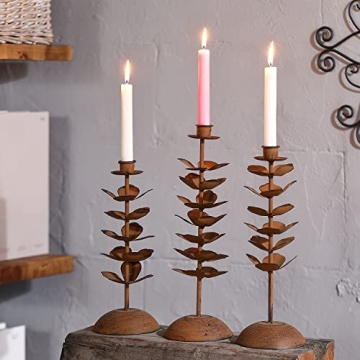 Rustic Taper Candle Holders Set of 3 for Elegant Decor