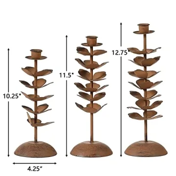 Rustic Taper Candle Holders Set of 3 for Elegant Decor
