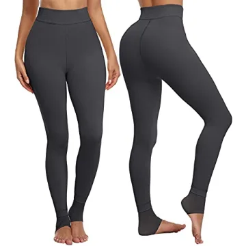 CHRLEISURE Women's Winter Warm Fleece Lined Leggings - Thick Velvet Tights Thermal Pants (2Black1Gra...