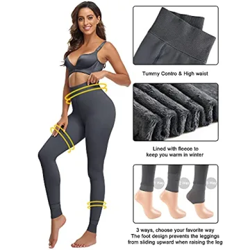 CHRLEISURE Fleece Lined Winter Leggings for Women