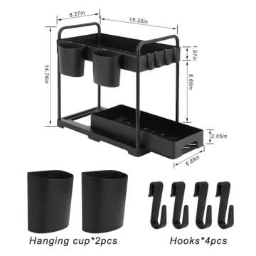 2 Pack Under Kitchen Sink Organizers Storage, 2-Tier Sliding Under Bathroom Cabinet Storage Drawer O...