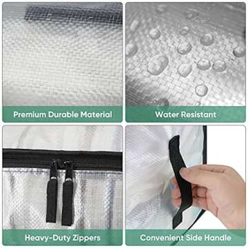 BALEINE 28 Gallon Moving Totes with Reinforced Handles, Heavy-Duty UnderBed Storage Bag for Moving Boxes, Clothes, Travel, Attics (6 Pack, White)