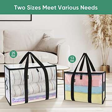 BALEINE 28 Gallon Moving Totes with Reinforced Handles, Heavy-Duty UnderBed Storage Bag for Moving Boxes, Clothes, Travel, Attics (6 Pack, White)