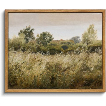 Vintage Meadow Landscape Canvas Wall Art - Ready to Hang