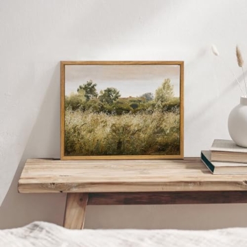 Vintage Meadow Landscape Canvas Wall Art - Ready to Hang