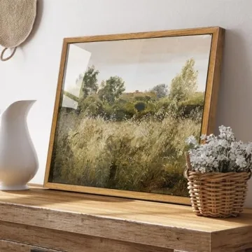 Vintage Meadow Landscape Canvas Wall Art - Ready to Hang