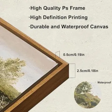 Vintage Meadow Landscape Canvas Wall Art - Ready to Hang