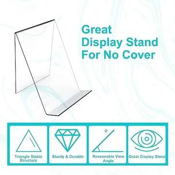 Boloyo Acrylic Book Stand Without Ledge,6 Inch 4PC Clear Acrylic Display Easel Transparent Display Stand Holder Tablet Holder for Displaying Pictures,Books,Artworks, CDs