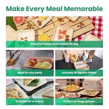 Better than Bamboo Disposable Palm Leaf Plates | 50-Pack 8" Heavy-Duty Eco-Friendly Party Plates, 100% Compostable & Biodegradable, Sustainable Alternative to Bamboo, Wood & Plastic