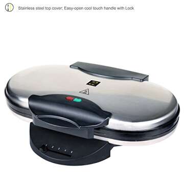 ZZ Heart Waffle Maker with Non-Stick Plate 1200W, Black/Silver