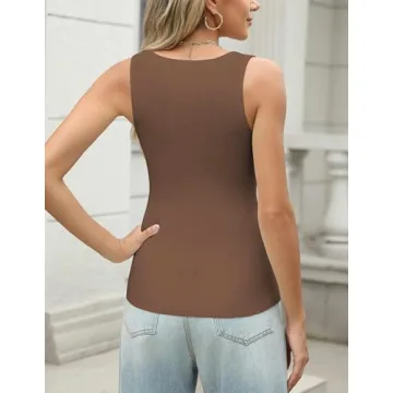 Stylish Zeagoo Ribbed Tank Top V Neck Sleeveless for Women