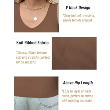 Stylish Zeagoo Ribbed Tank Top V Neck Sleeveless for Women