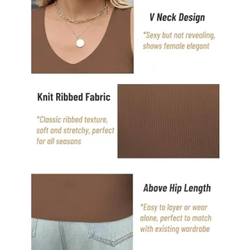 Stylish Zeagoo Ribbed Tank Top V Neck Sleeveless for Women