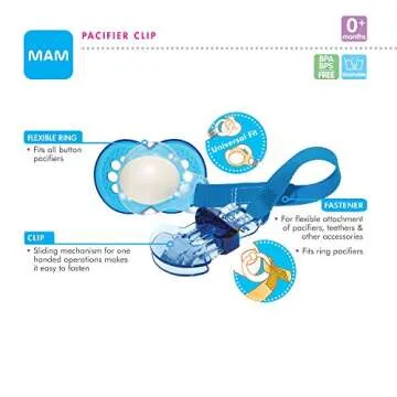 MAM Animal Design Collection Pacifier Clip (1-Pack), Clip for Pacifiers with Fastener and Flexible Ring, Baby Pacifier Clip for Girls, Designs May Vary